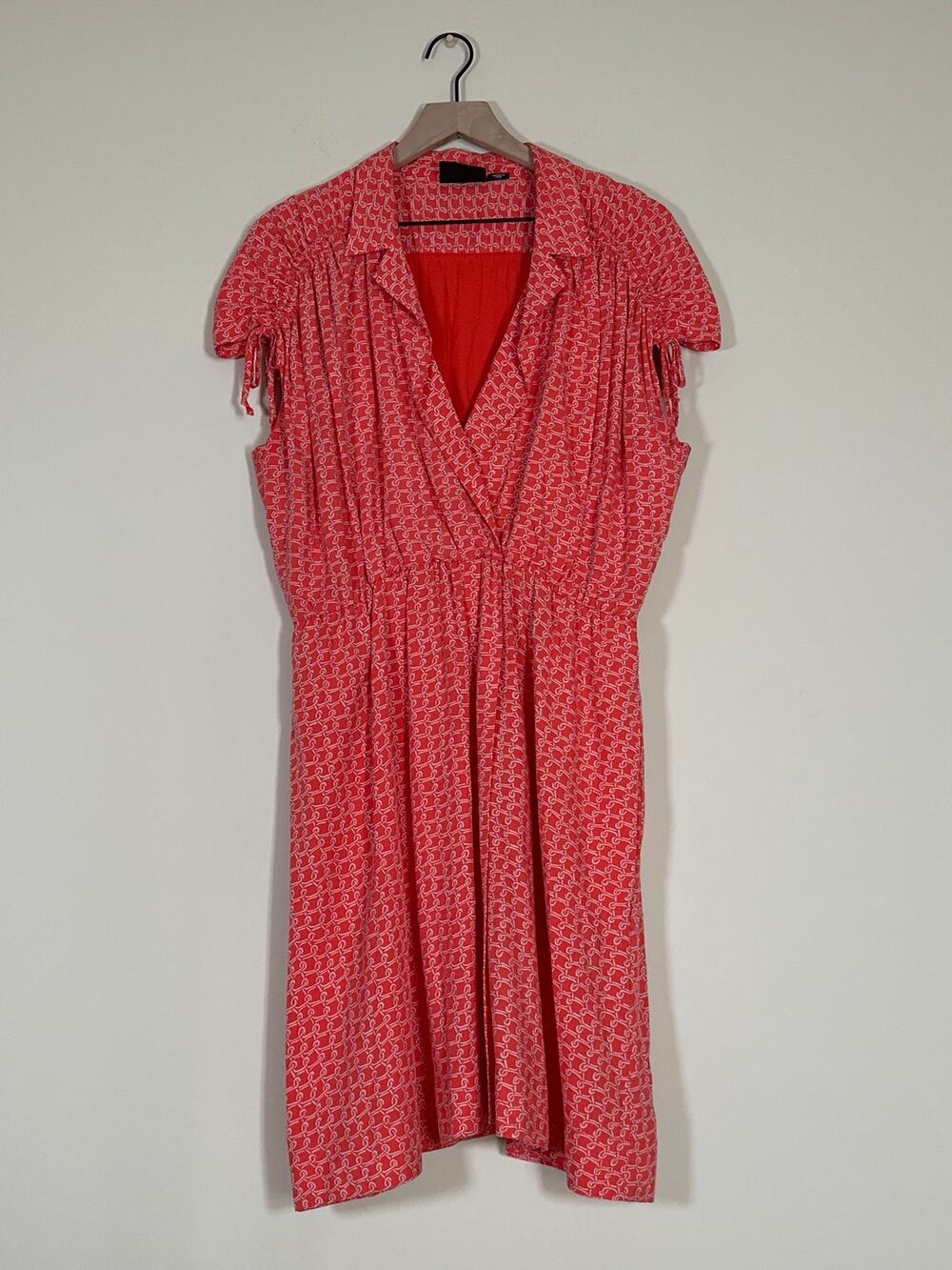 Anthropologie Maeve Carlotta Ruched Shirtdress Orange Print Women's Large
